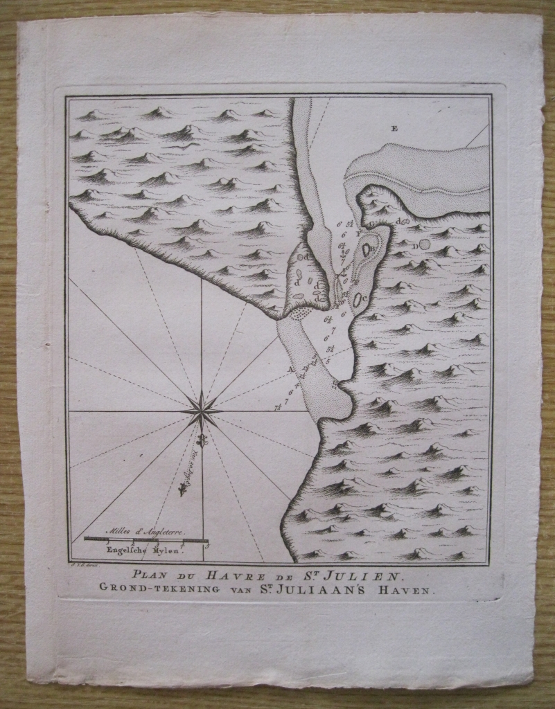 Mapa del puerto de San Julian (Patagonia), 1773. Bellin/Schey
